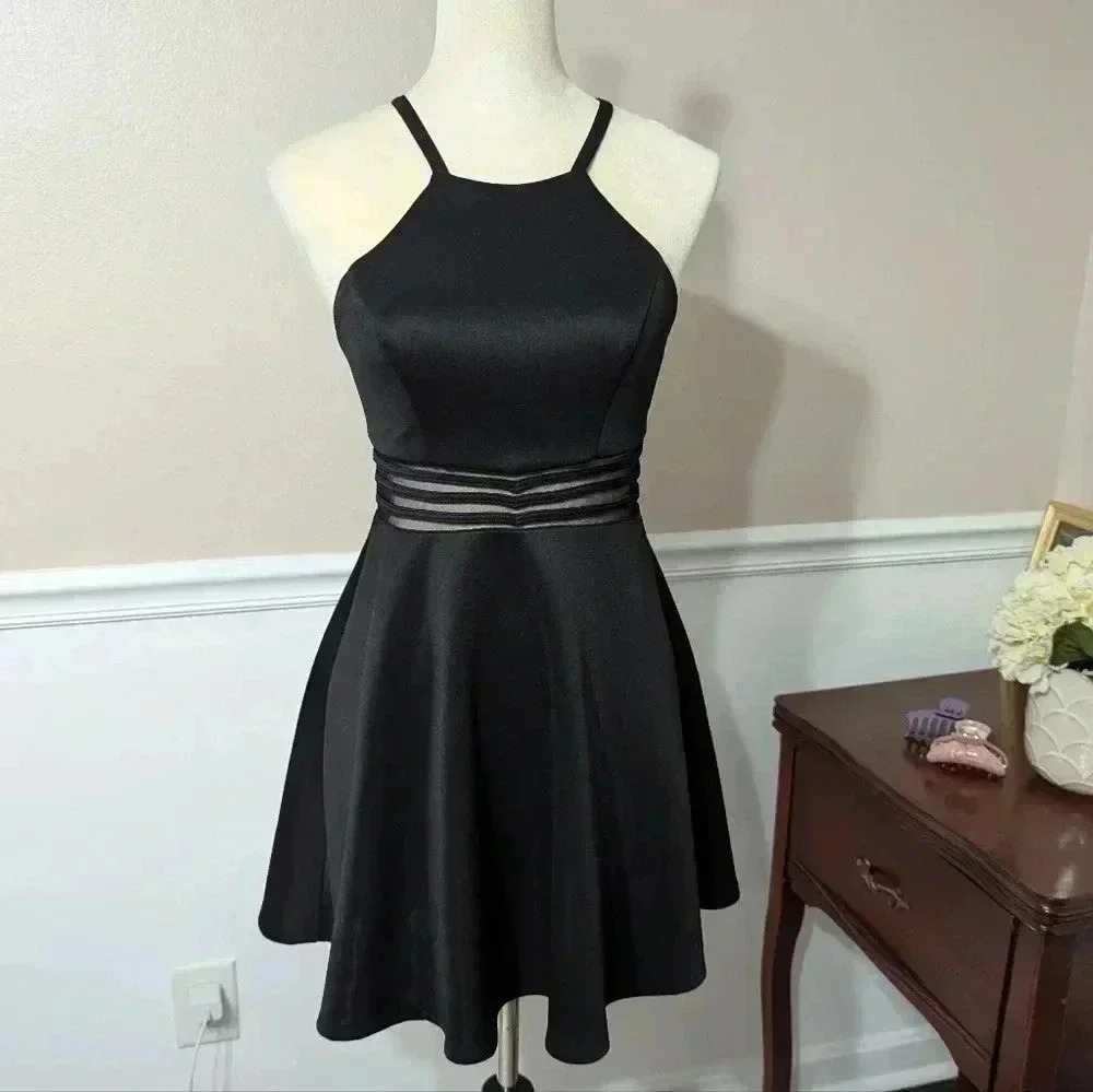 2/$10 Sequin Hearts Halter Cutout Dress